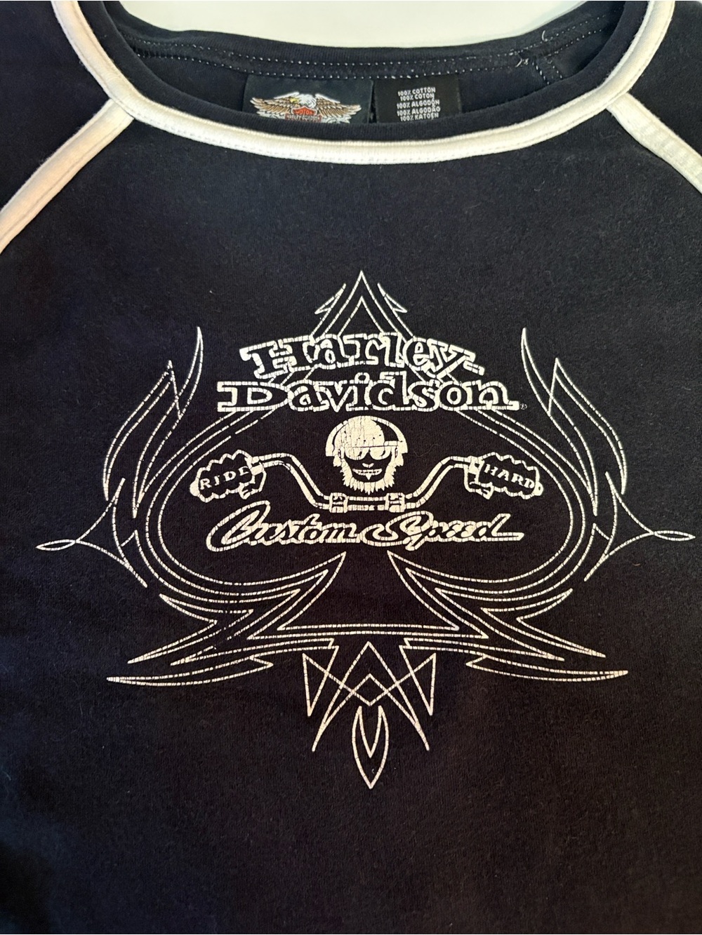 Vintage Y2K Harley Davidson, long sleeve Raglan crew top